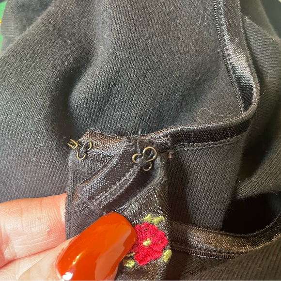 dorothy perkins Size 14 floral cardigan black long sleeves vintage y2k Red Trim - Picture 15 of 15